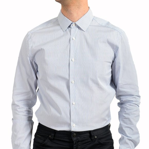 Hugo Boss Men's "T-Charlie" Multi-Color Slim Fit Striped Long Sleeve Dress Shirt - Picture 4 of 9